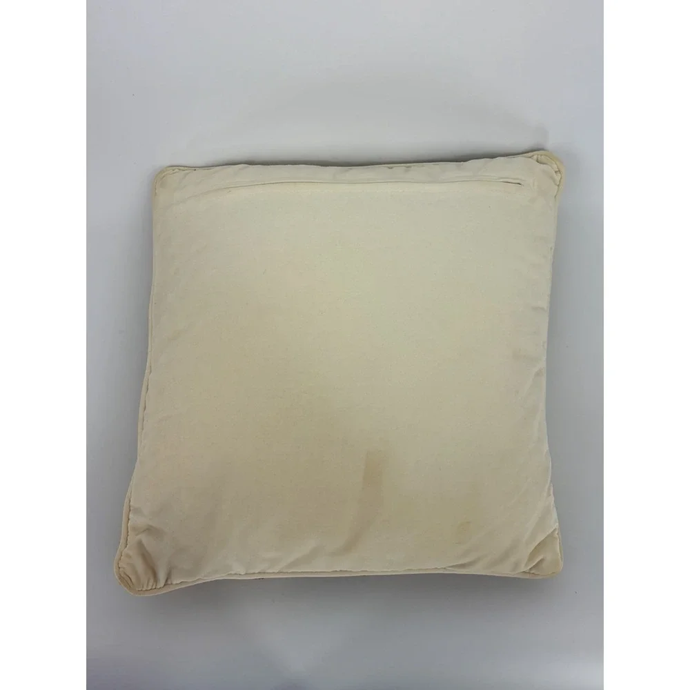 Vintage Floral Needlepoint Pillow Square Velvet Back Cottagecore 12